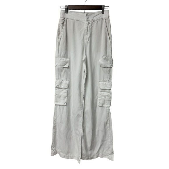 Alice + Olivia Hayes Wide Leg Cargo Pants Trousers Womens Size 2 Off White EUC - Picture 3 of 5